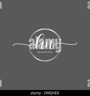 HN Initial handwriting logo with circle Stock Vector