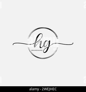 HG Initial handwriting logo with circle Stock Vector