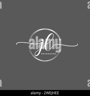 JL Initial handwriting logo with circle Stock Vector