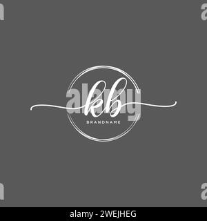KB Initial handwriting logo with circle Stock Vector