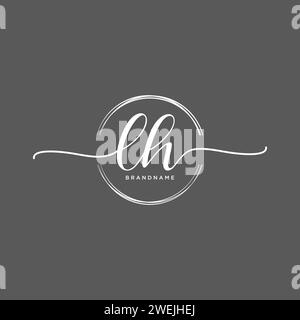 LH Initial handwriting logo with circle Stock Vector