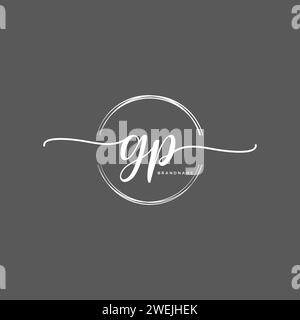 GP Initial handwriting logo with circle Stock Vector