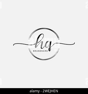 HQ Initial handwriting logo with circle Stock Vector