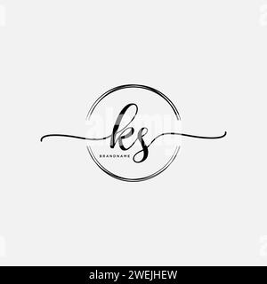 KS Initial handwriting logo with circle Stock Vector
