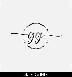 GG Initial handwriting logo with circle Stock Vector
