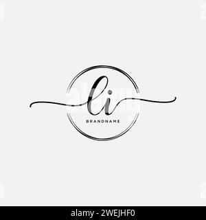 LI Initial handwriting logo with circle Stock Vector