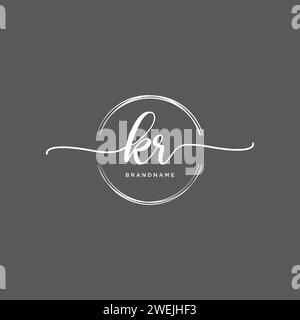 KR Initial handwriting logo with circle Stock Vector