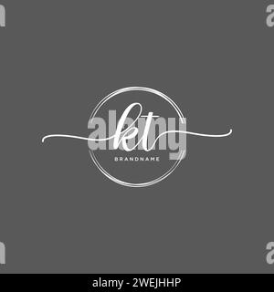KT Initial handwriting logo with circle Stock Vector