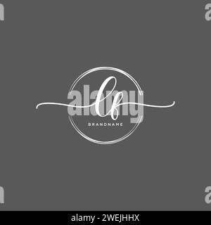 LF Initial handwriting logo with circle Stock Vector