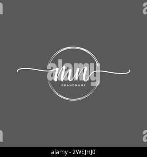 MN Initial handwriting logo with circle Stock Vector