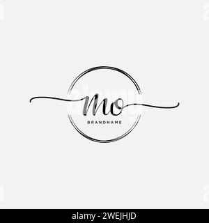 MO Initial handwriting logo with circle Stock Vector