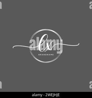 LX Initial handwriting logo with circle Stock Vector