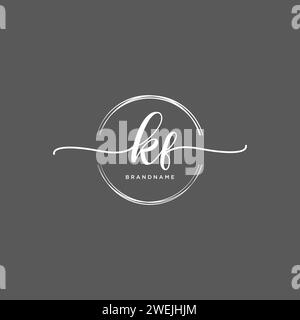KF Initial handwriting logo with circle Stock Vector