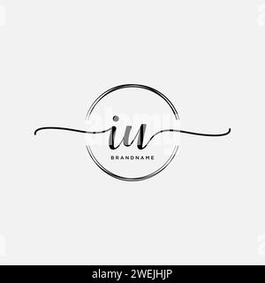 IU Initial handwriting logo with circle Stock Vector