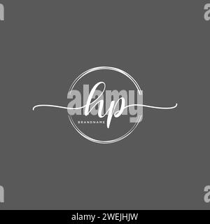 HP Initial handwriting logo with circle Stock Vector