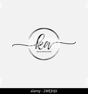 KA Initial handwriting logo with circle Stock Vector