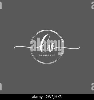 LV Initial handwriting logo with circle Stock Vector