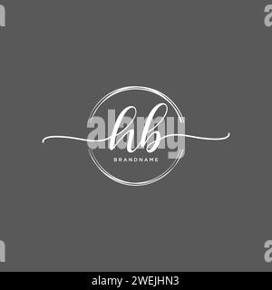 HB Initial handwriting logo with circle Stock Vector