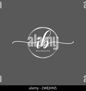 IB Initial handwriting logo with circle Stock Vector