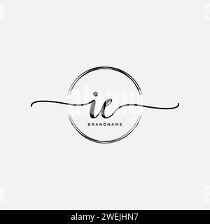 IE Initial handwriting logo with circle Stock Vector