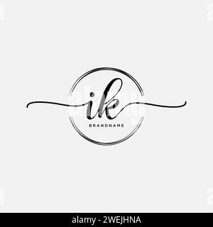 IK Initial handwriting logo with circle Stock Vector
