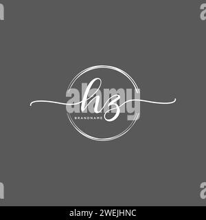 HZ Initial handwriting logo with circle Stock Vector