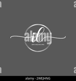 IL Initial handwriting logo with circle Stock Vector