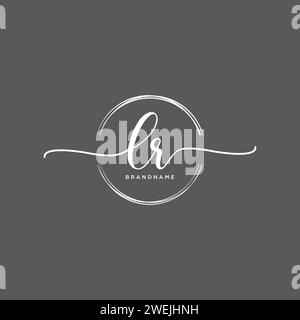 LR Initial handwriting logo with circle Stock Vector