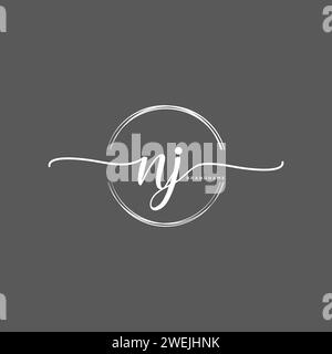 NJ Initial handwriting logo with circle Stock Vector