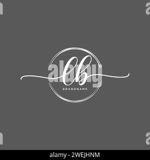 LB Initial handwriting logo with circle Stock Vector