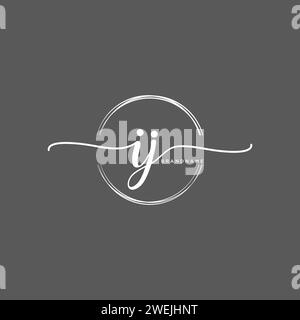 IJ Initial handwriting logo with circle Stock Vector