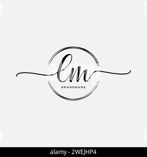 LM Initial handwriting logo with circle Stock Vector