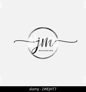 JM Initial handwriting logo with circle Stock Vector