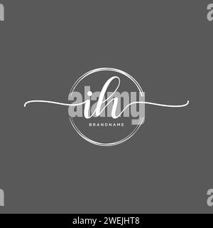 IH Initial handwriting logo with circle Stock Vector