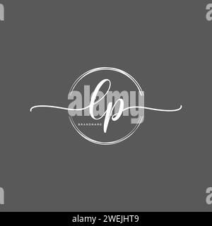 LP Initial handwriting logo with circle Stock Vector