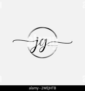 JG Initial handwriting logo with circle Stock Vector