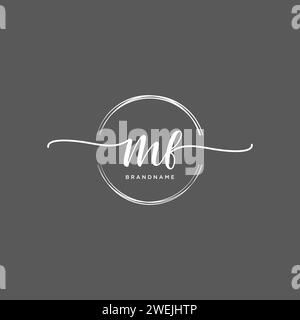MF Initial handwriting logo with circle Stock Vector