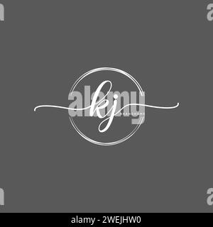 KJ Initial handwriting logo with circle Stock Vector