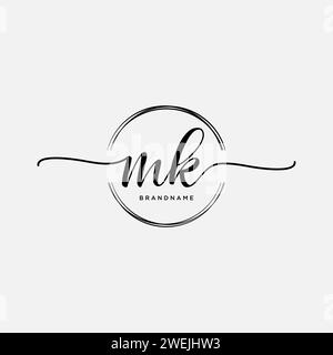 MK Initial handwriting logo with circle Stock Vector