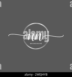 NN Initial handwriting logo with circle Stock Vector