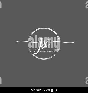 JX Initial handwriting logo with circle Stock Vector