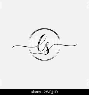 LS Initial handwriting logo with circle Stock Vector