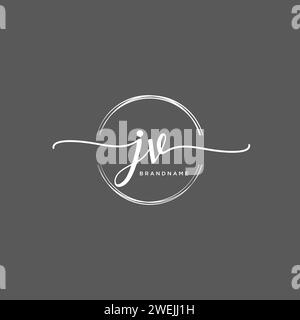 JV Initial handwriting logo with circle Stock Vector