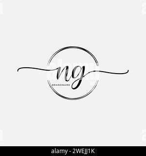 NG Initial handwriting logo with circle Stock Vector