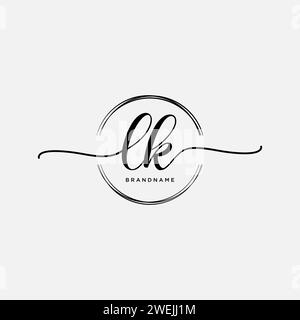 LK Initial handwriting logo with circle Stock Vector