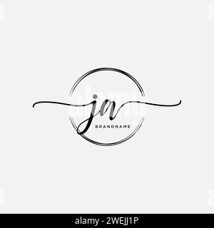 JA Initial handwriting logo with circle Stock Vector