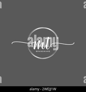 MT Initial handwriting logo with circle Stock Vector