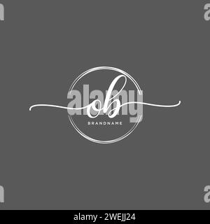 OB Initial handwriting logo with circle Stock Vector