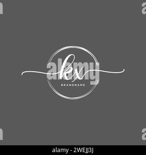 KX Initial handwriting logo with circle Stock Vector