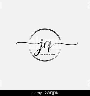JQ Initial handwriting logo with circle Stock Vector